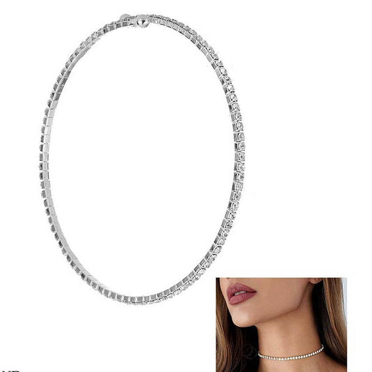 Gold Silver Spring Stretch Choker Nekclace