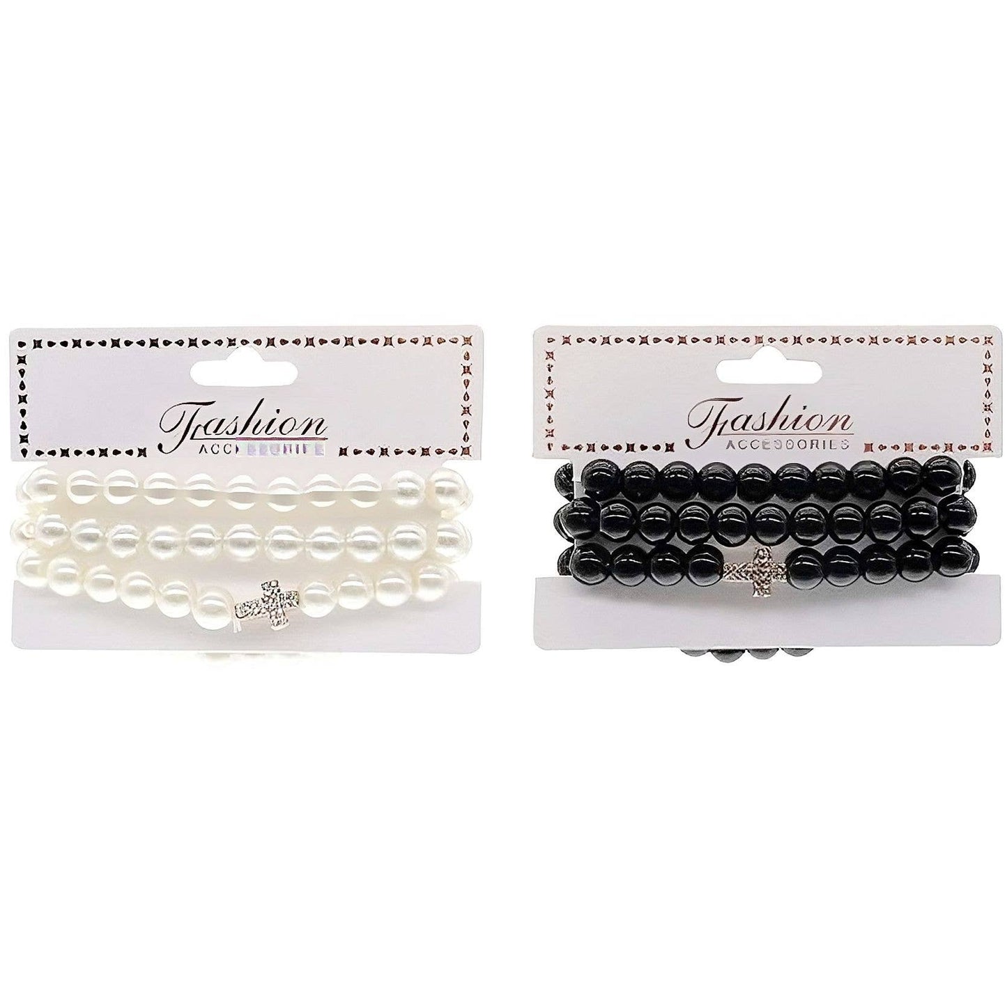 Cross Connect Faux Pearls Stretch Bracelet