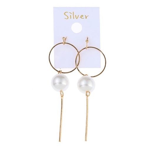 Circle and faux pearl earrings