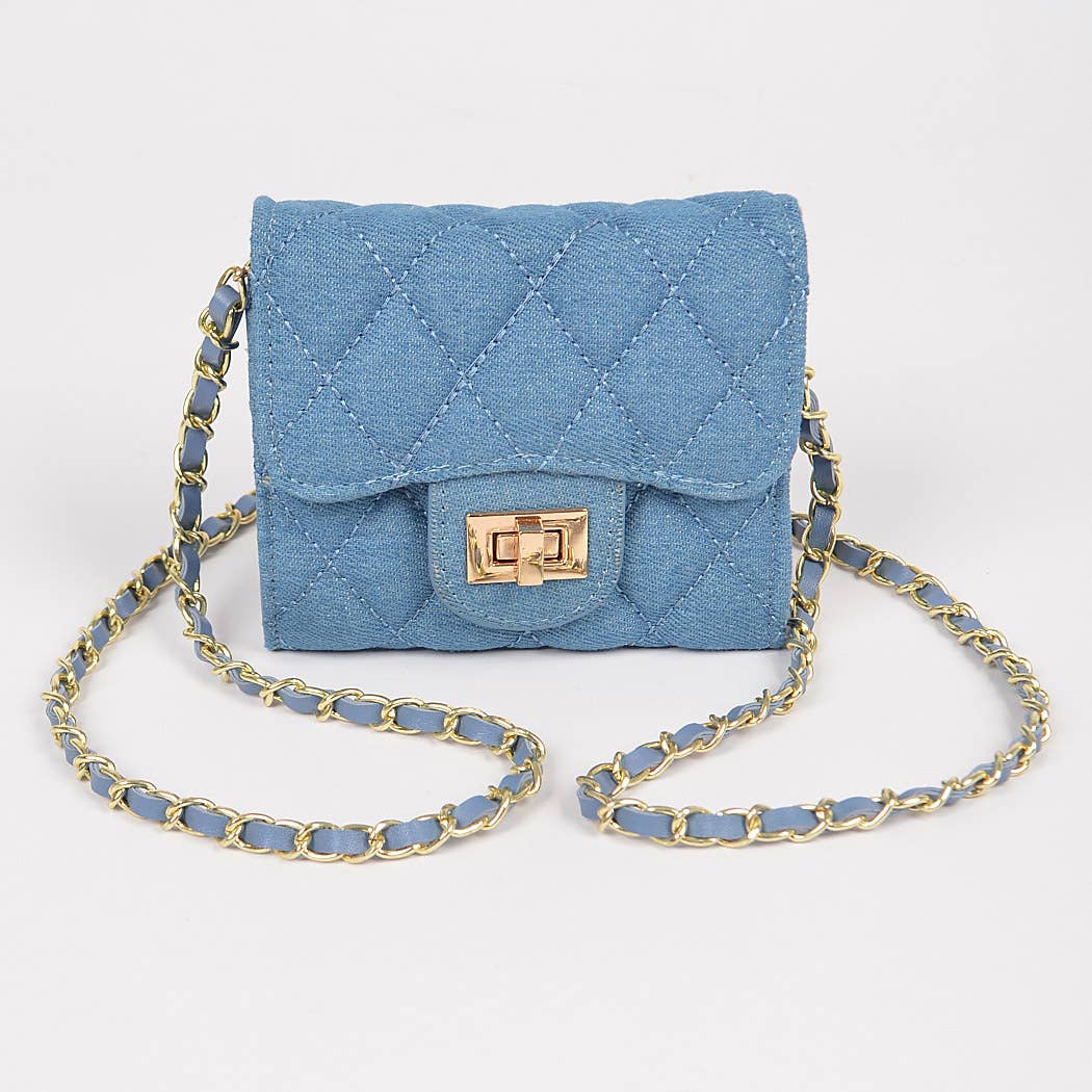 Quilted Denim Crossbody Small Wallet