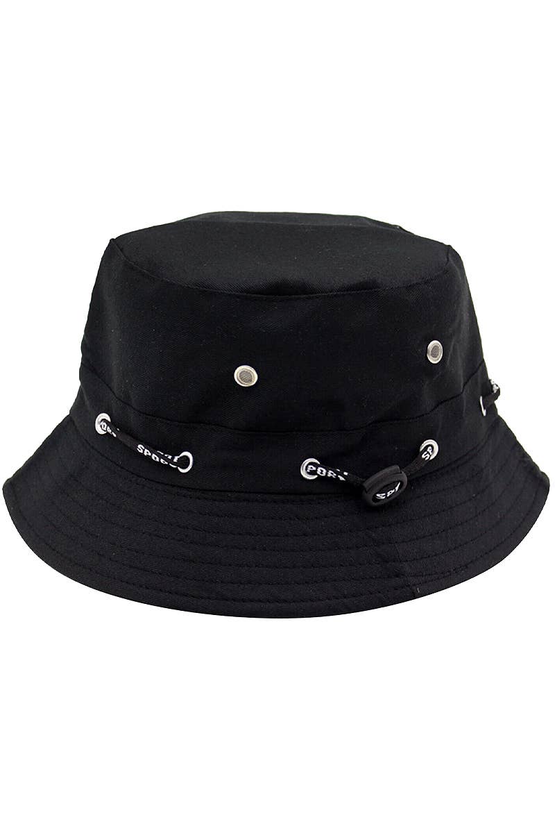 Retro Sporty Drawstring Polyester Bucket Hat - Unisex