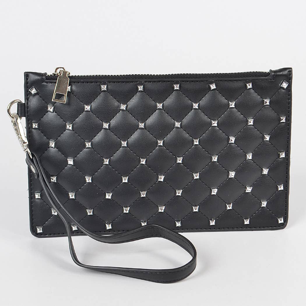 Quilted Studded Pouch W/Wrist Band