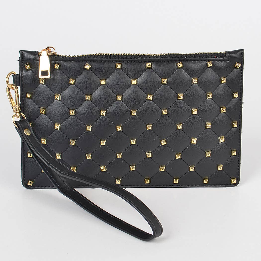 Quilted Studded Pouch W/Wrist Band