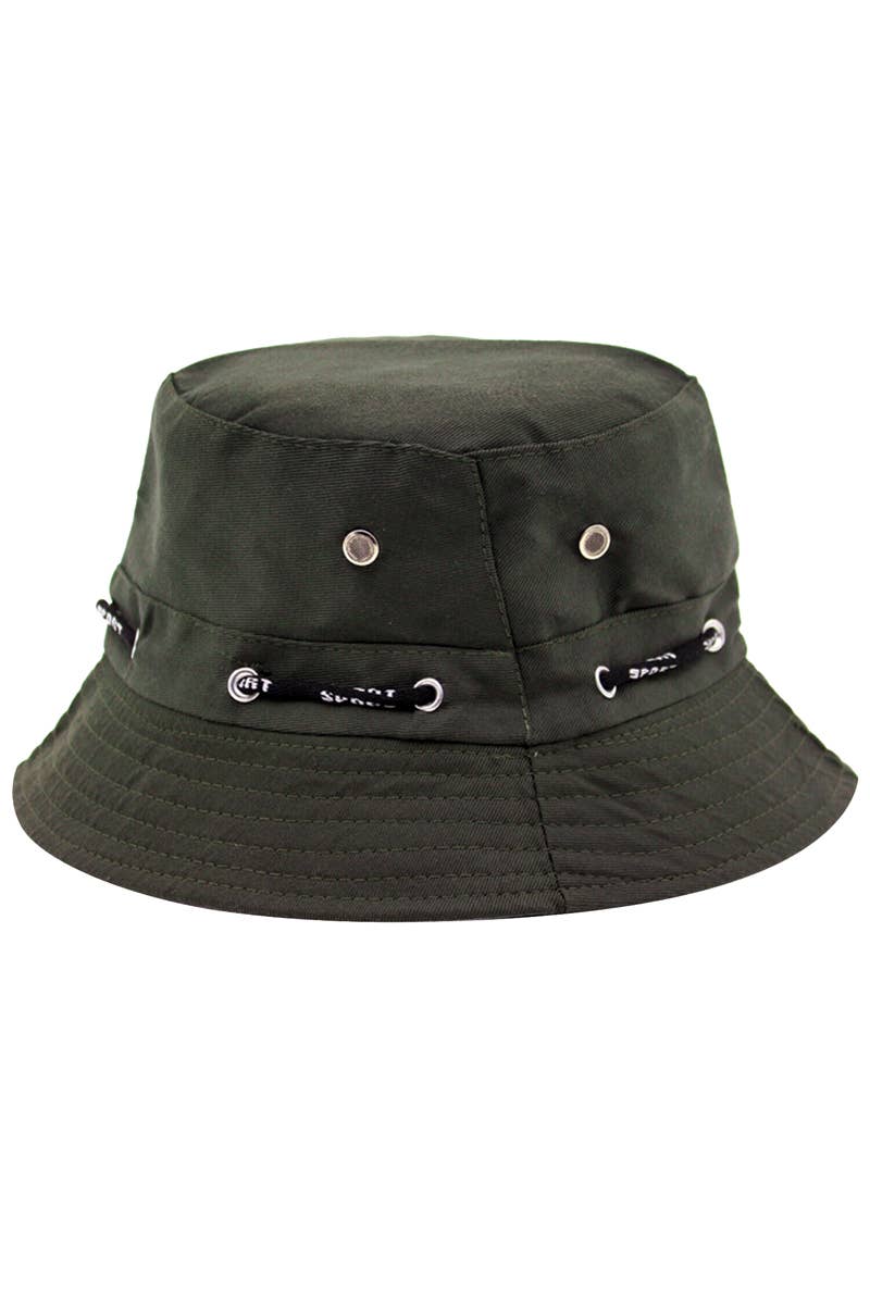 Retro Sporty Drawstring Polyester Bucket Hat - Unisex