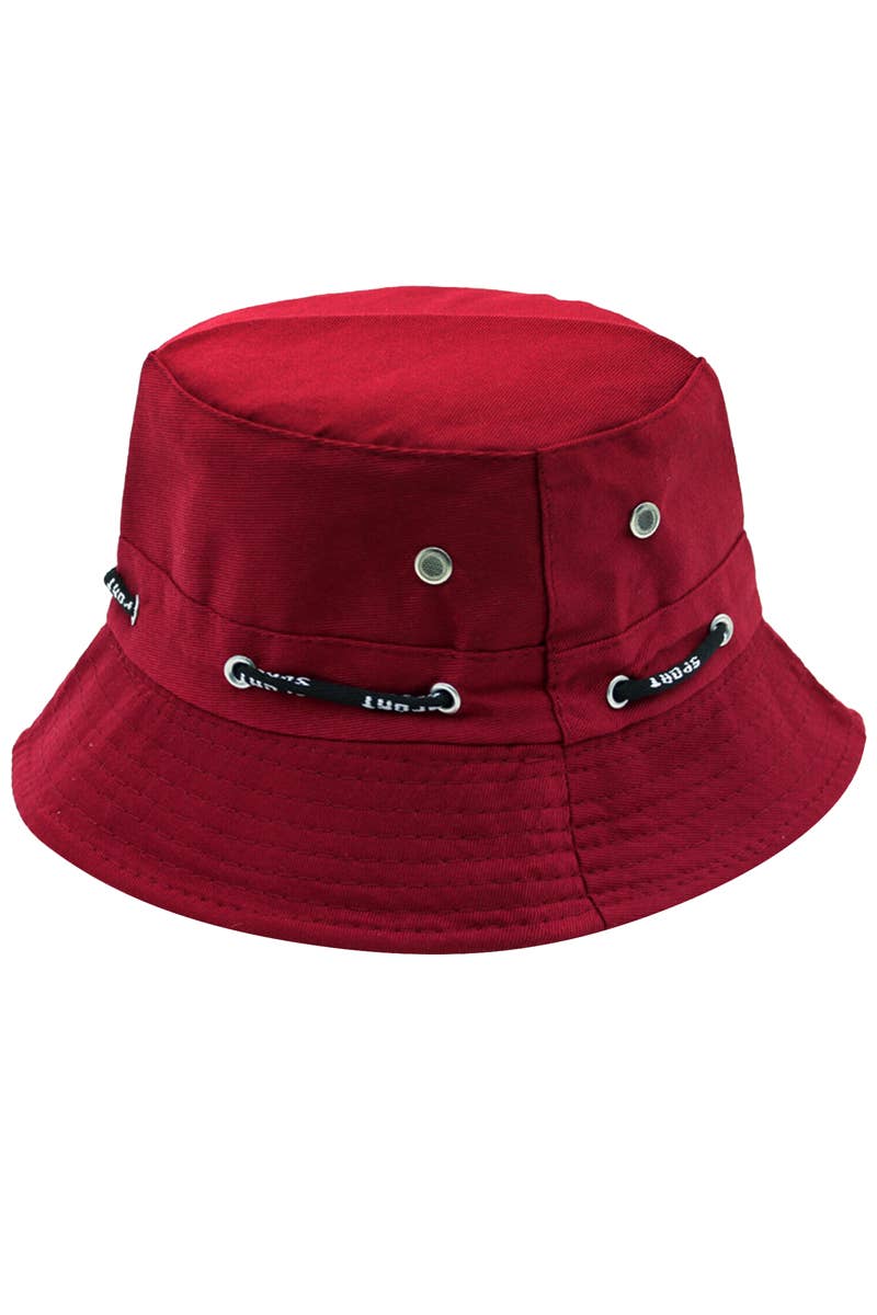 Retro Sporty Drawstring Polyester Bucket Hat - Unisex