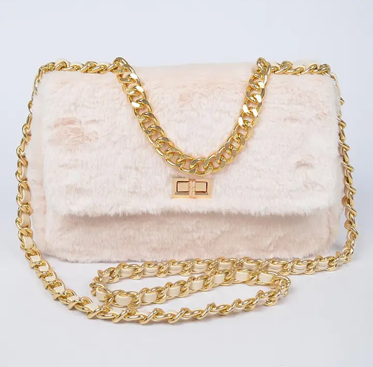 Faux fur shoulder bag