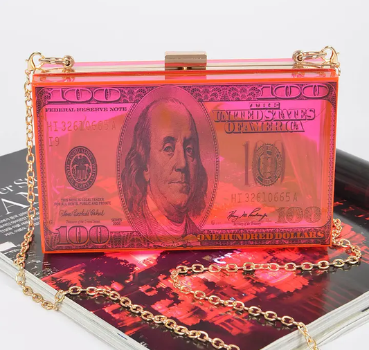 money printed clutch