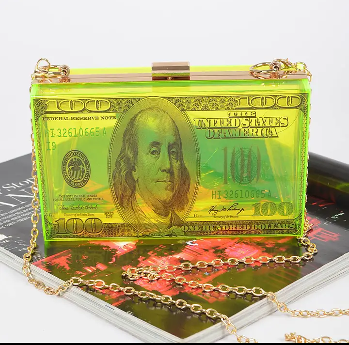 money printed clutch