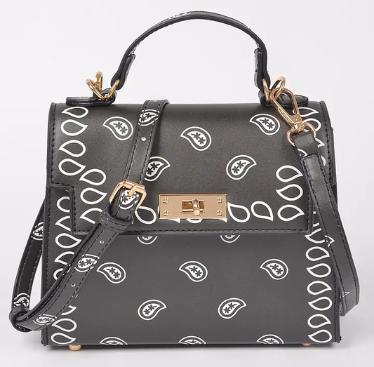 Faux leather bandana print bag