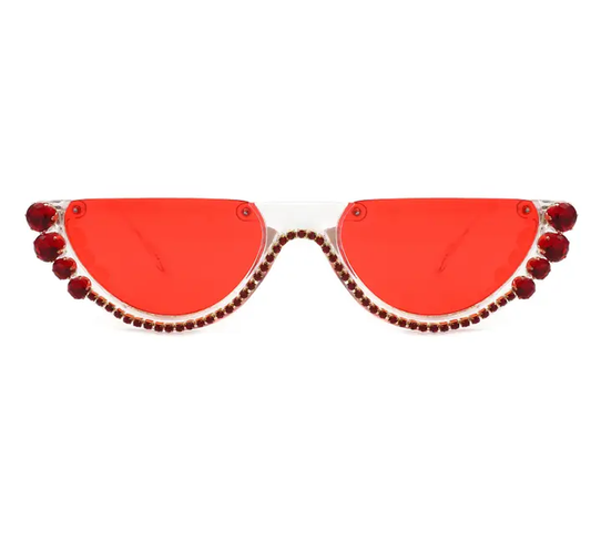 Half frame round cat eye sunglasses