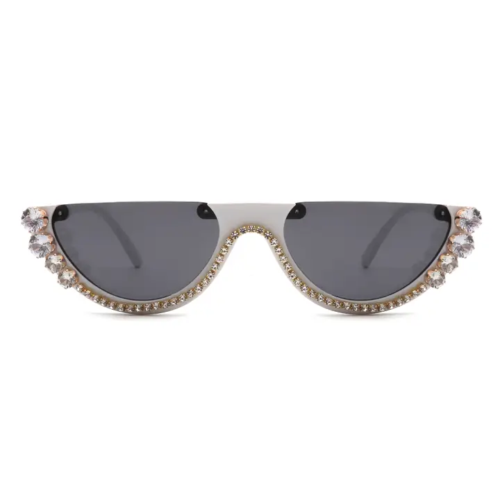 Half frame round cat eye sunglasses