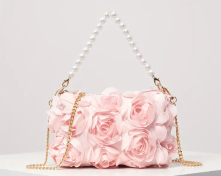 Rose design shoulder chain bag