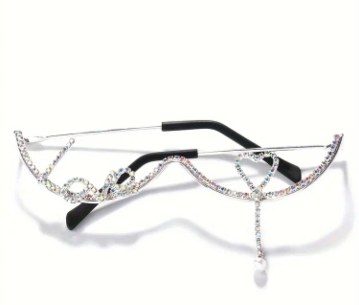 Rhinestone heart fashion glasses