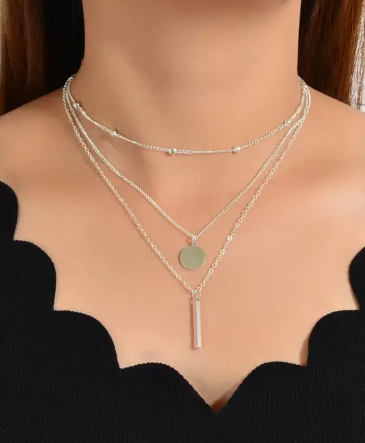 Boho multi-layer 3pc chain chain choker necklace