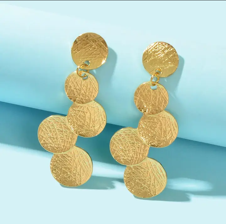 Circle disc coin statement earrin