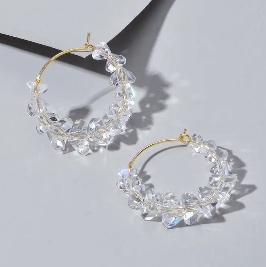 Acrylic beads hoop earrings