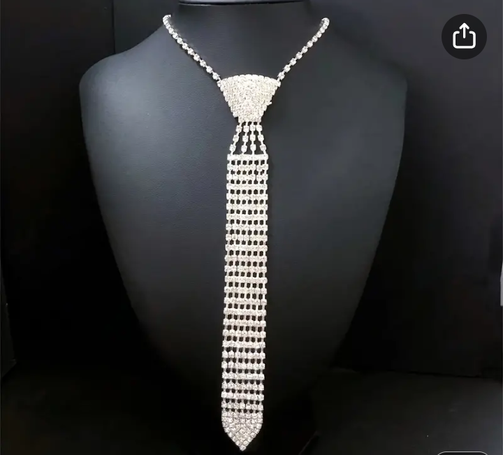 Faux diamond neck tie necklace