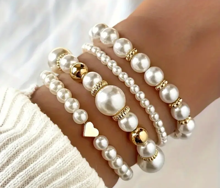 4 piece faux pearl bracelet