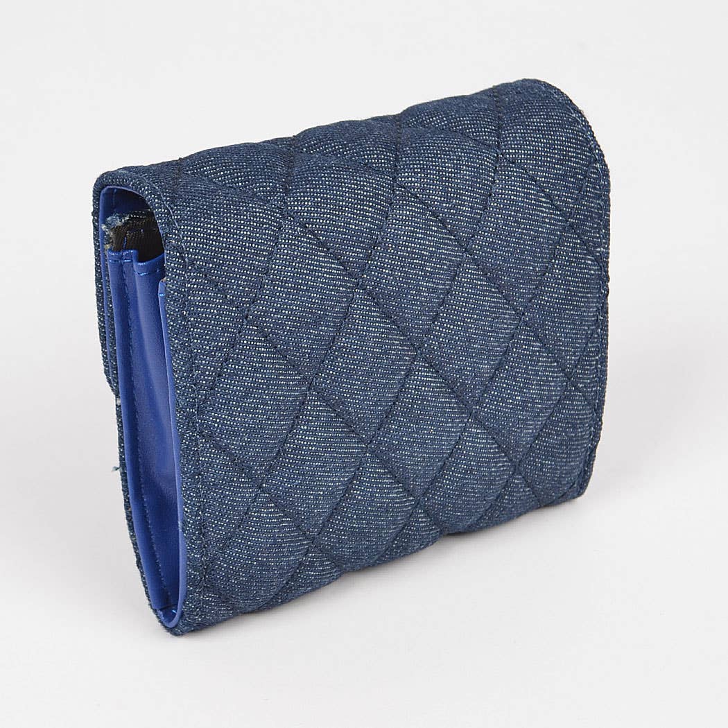 Quilted Denim Crossbody Small Wallet