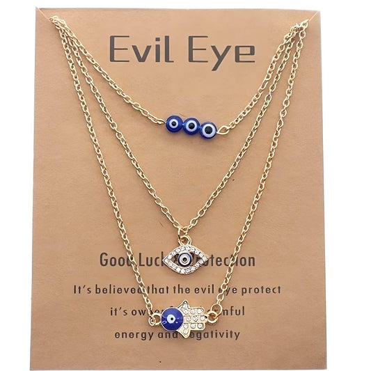 Evil Eye 3 Lines Pendant Necklace