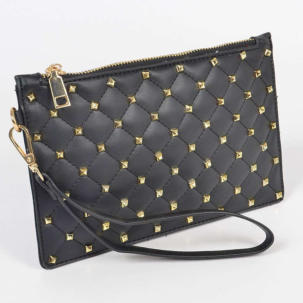 Quilted Studded Pouch W/Wrist Band