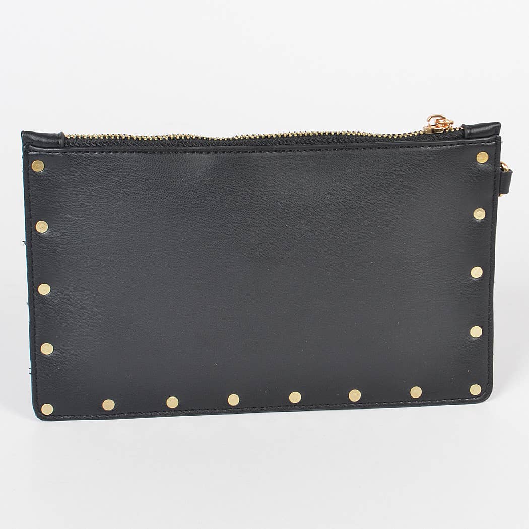 Quilted Studded Pouch W/Wrist Band