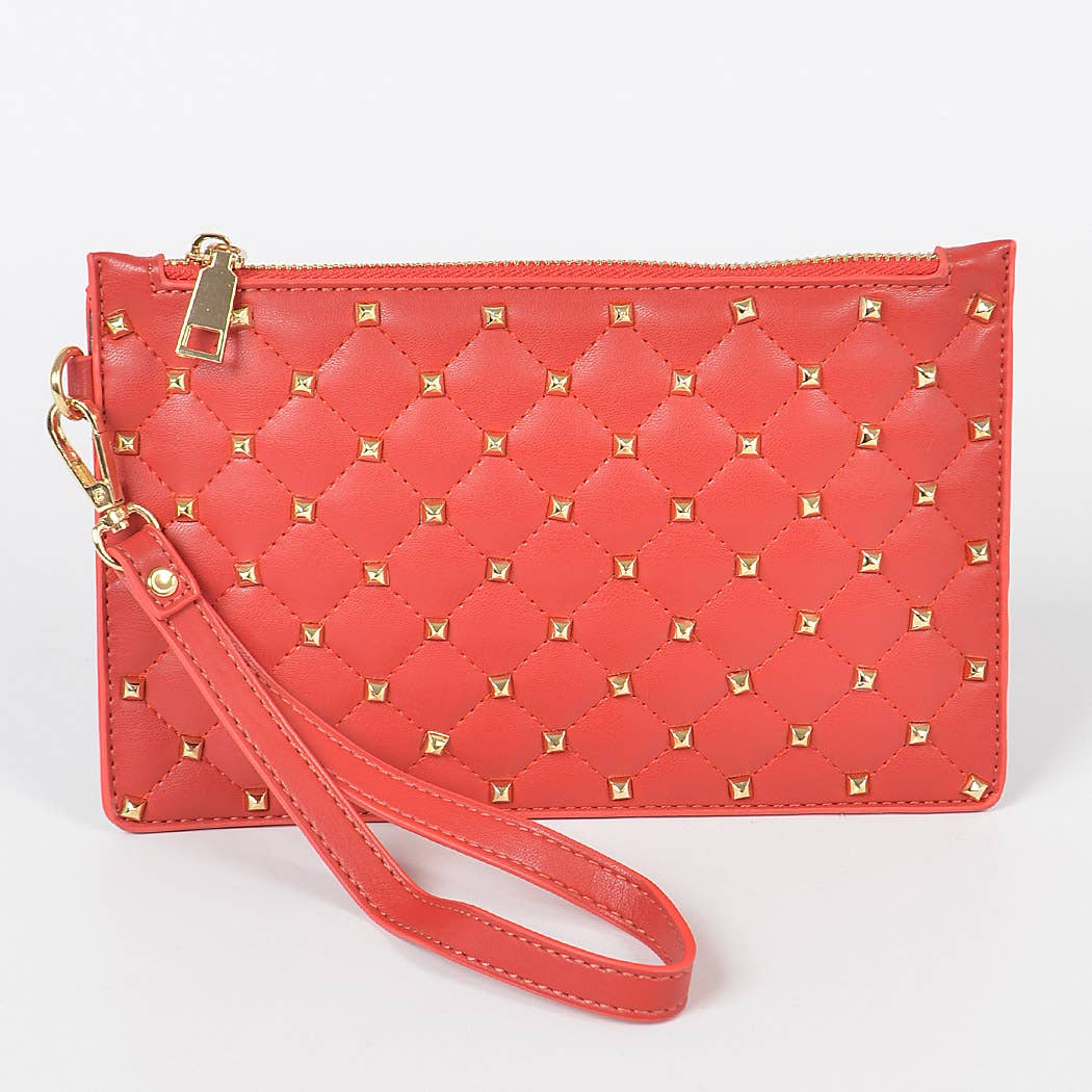 Quilted Studded Pouch W/Wrist Band