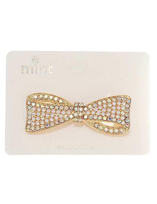 Rhinestone Bow Hair Clip