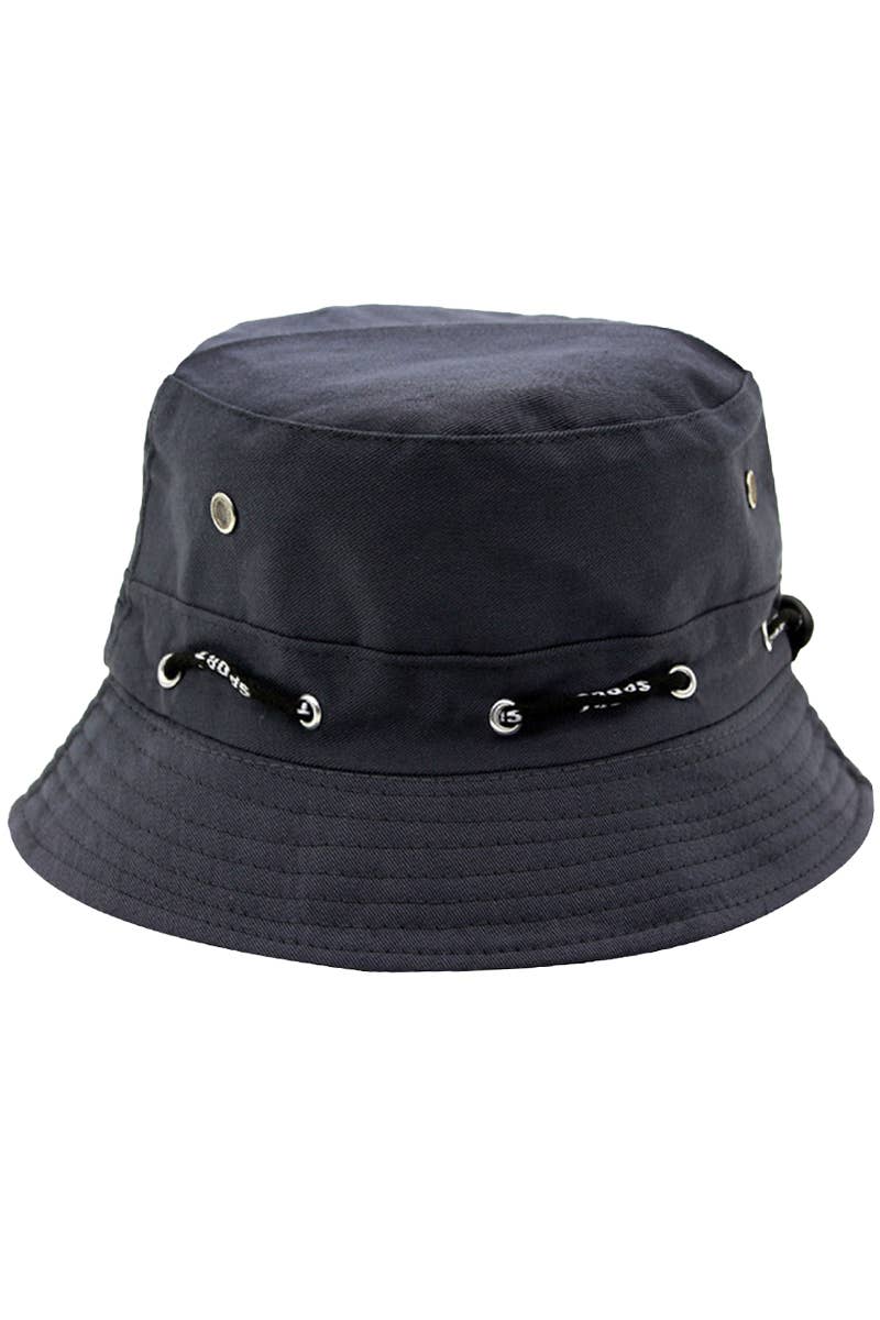 Retro Sporty Drawstring Polyester Bucket Hat - Unisex